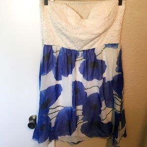 White and blue floral dress